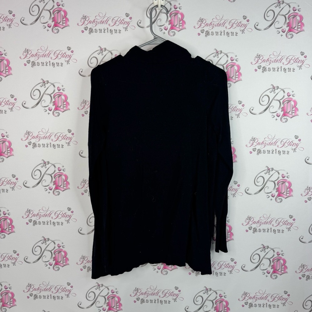 Mossino cardigan open front waterfall long sleeve Elegant Black Cardigan - Picture 2 of 5